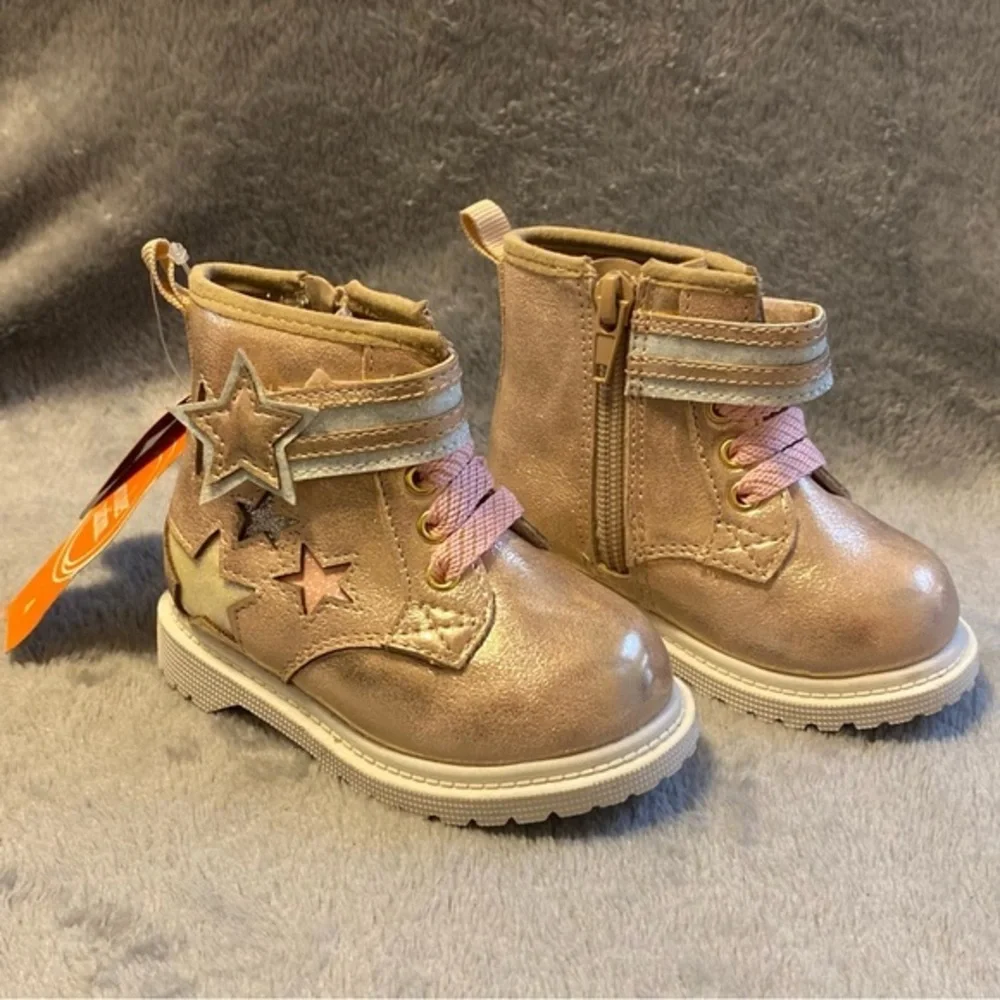 Wonder Nation Shoes Girls‎ Size 4 Stars Velcro New With Tags Side Zip